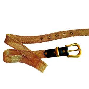 Another Line Gold tone Mesh Belt Sz. S 1” Wide Country Western USA Made